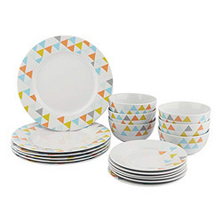 AmazonBasics 彩色陶瓷餐具 18件套