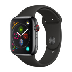 Apple 苹果 Apple Watch Series 4苹果智能手表（深空灰铝金属、GPS 蜂窝、44mm、黑色运动型表带）