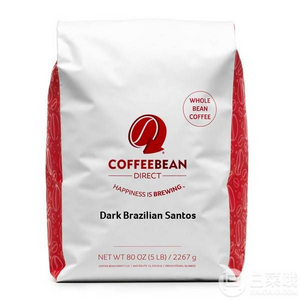 镇店之宝，Coffee Bean Direct 黑色巴西桑托斯 深度烘焙 全豆咖啡5磅（2267g） Prime会员免费直邮含税